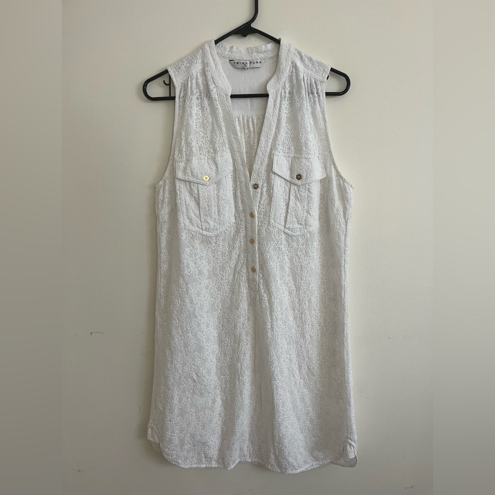 Trina Turk Midi White Sleeveless Dress Size 6